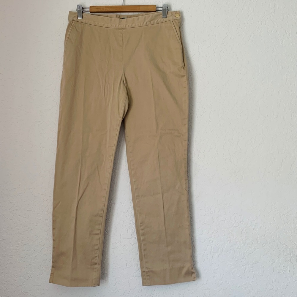 Lauren Ralph Lauren Ankle Pant Women 10 Tan Side Zip Old Money‎ Preppy Academia